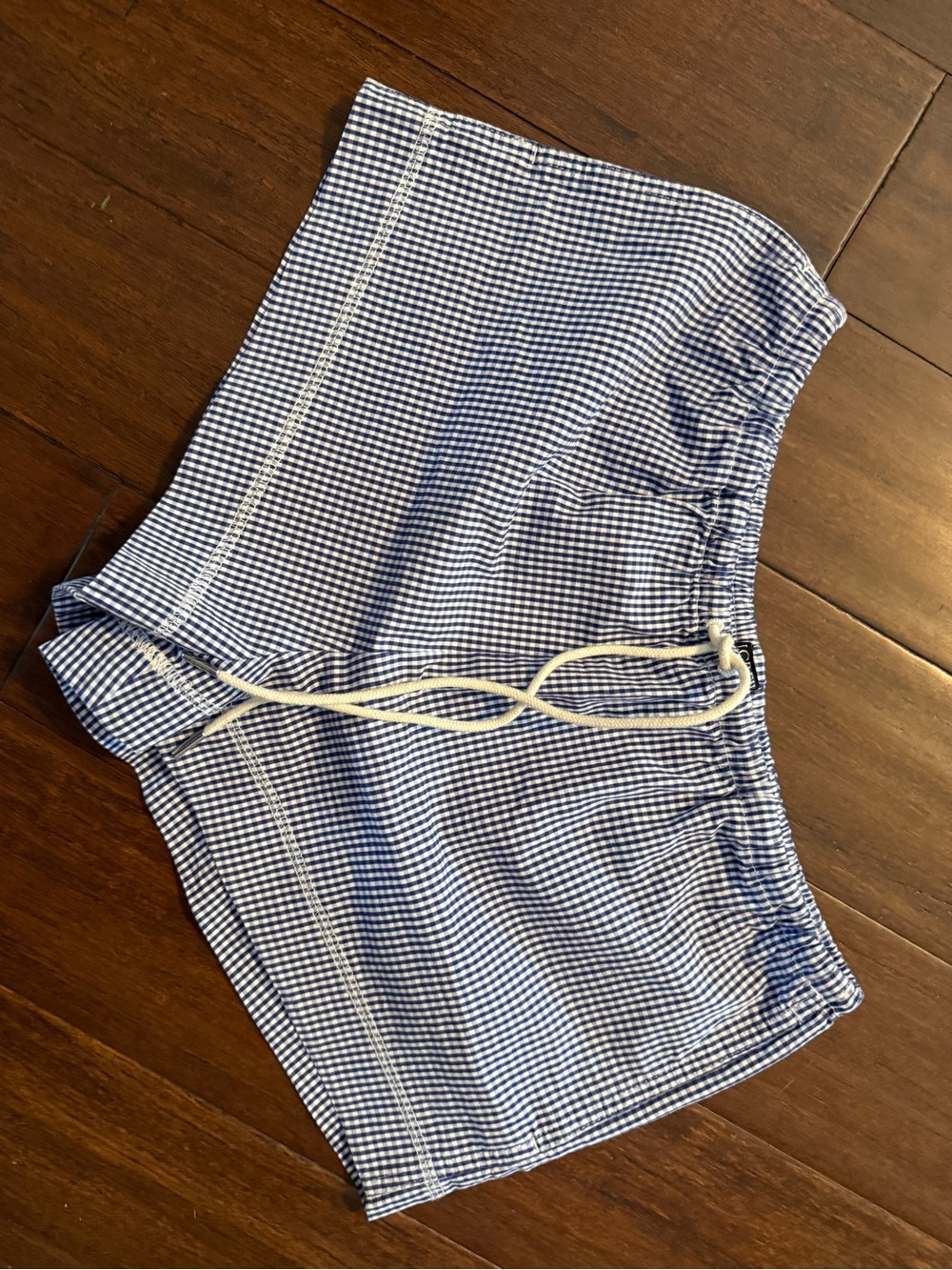J. Crew Blue and White Gingham Women's Drawstring Shorts New without tags